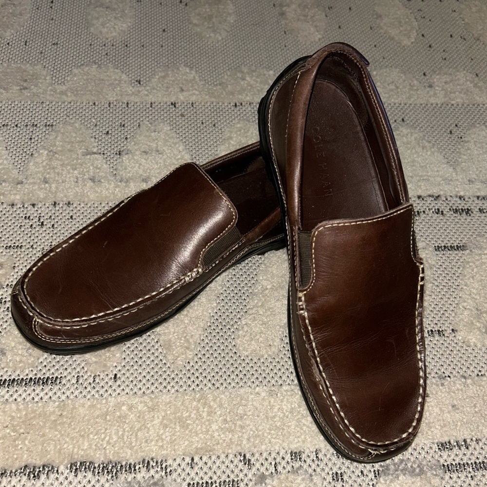 Cole Haan Dark Brown Leather Slip-On Loafers MEN 8.5